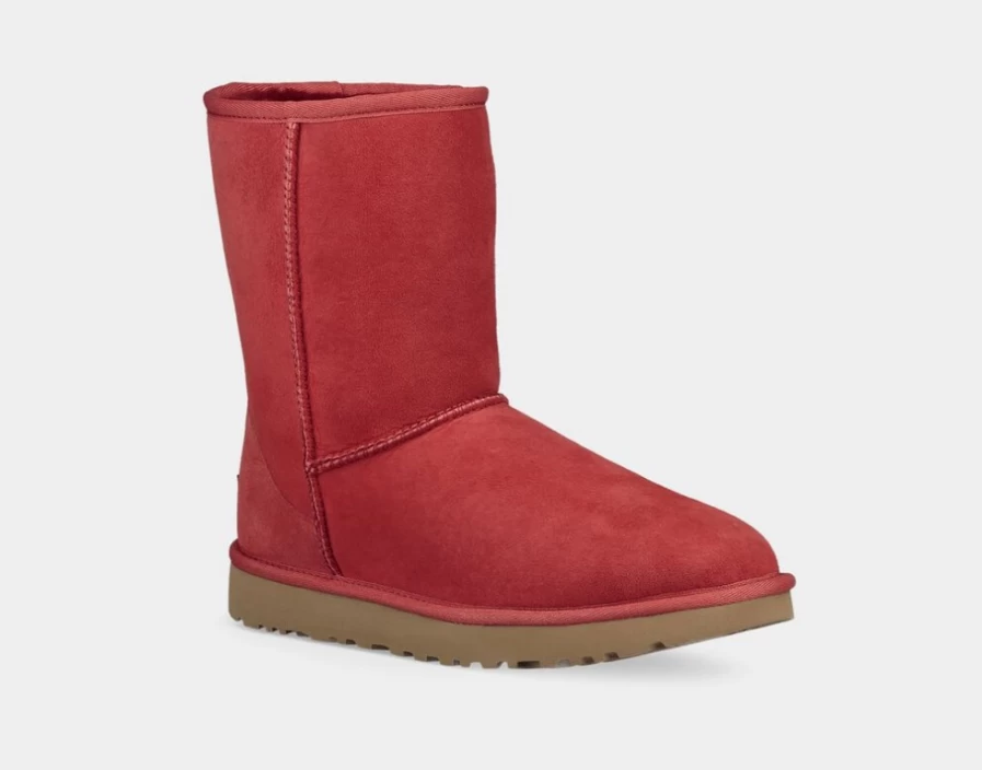 UGG Women's Classic Short II Boot in Ribbon Red - Warm Winter Ankle Boots