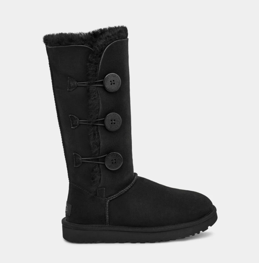 UGG Women's Bailey Button Triplet II Boots in Black | Shearling Winter Boots