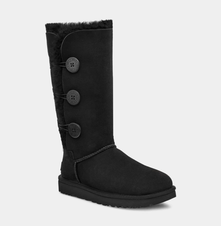 UGG Women's Bailey Button Triplet II Boots in Black | Shearling Winter Boots