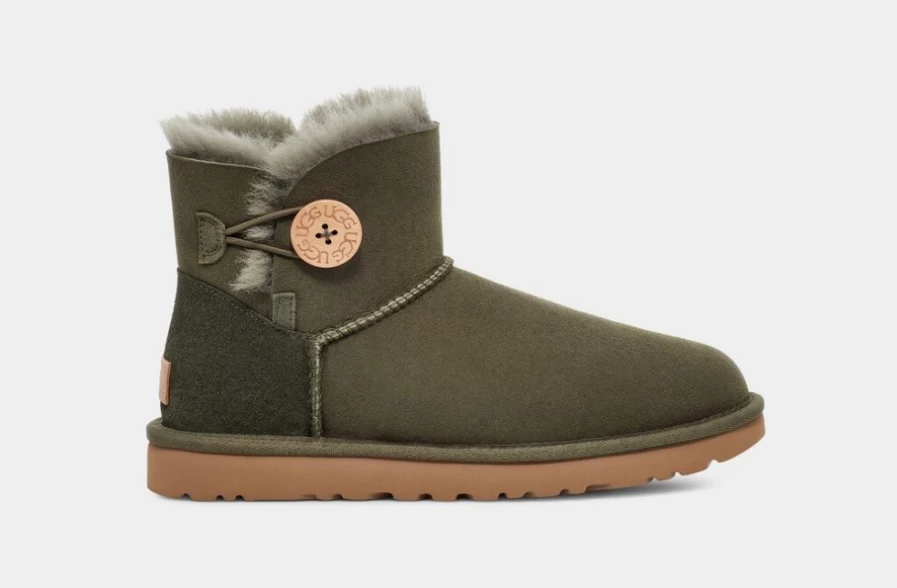 UGG Women's Mini Bailey Button II Boot in Forest Night | Cozy Winter Boots