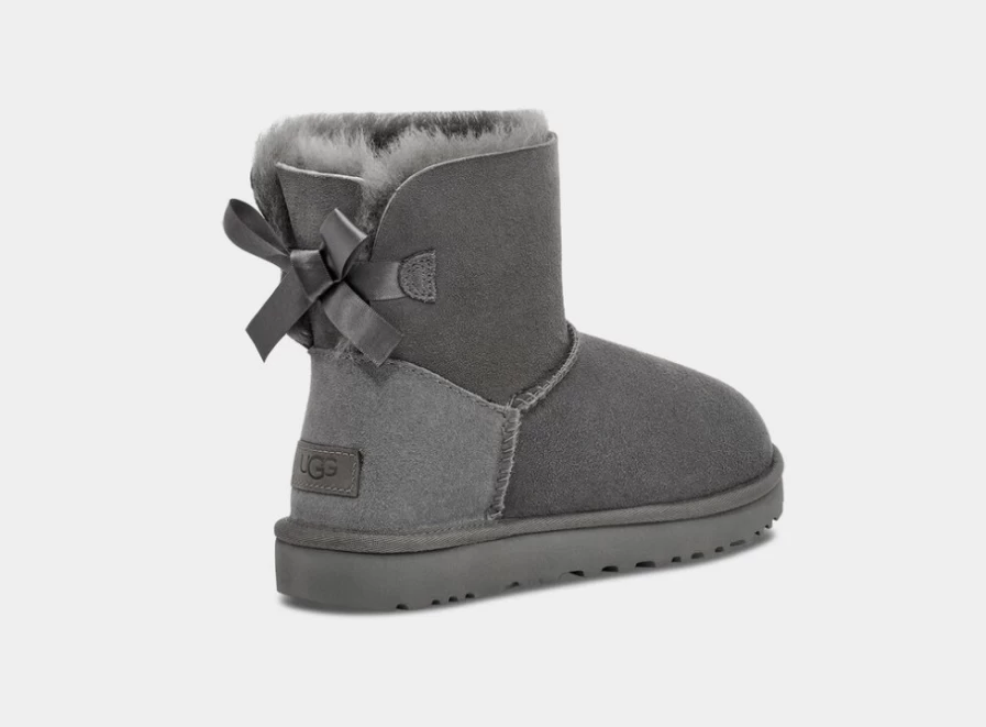 UGG Women's Mini Bailey Bow II Boots in Grey | Cozy Winter Ankle Booties