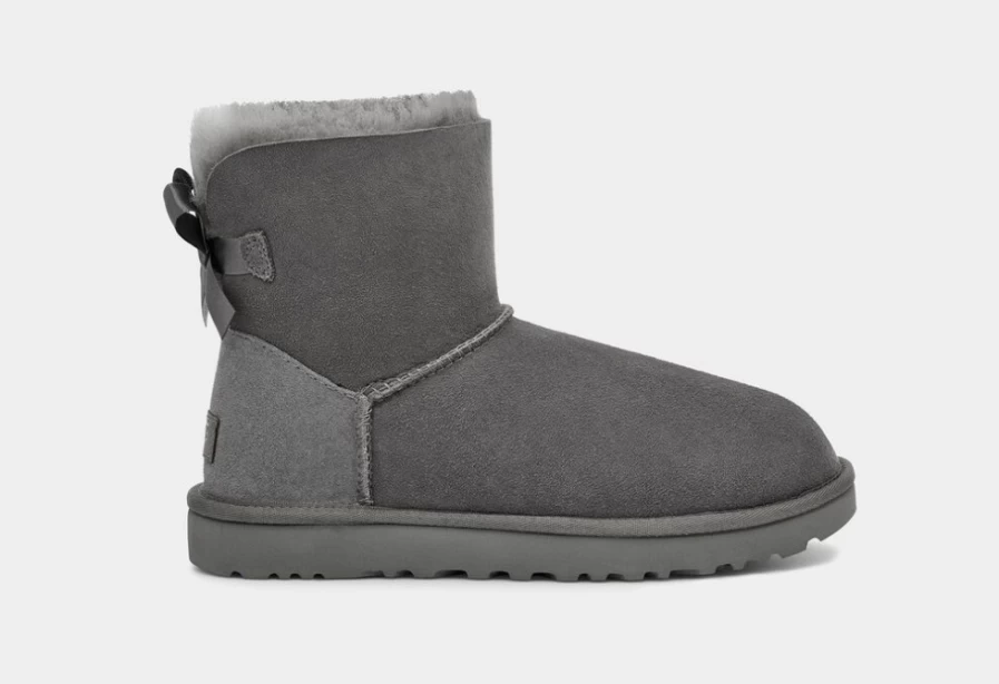 UGG Women's Mini Bailey Bow II Boots in Grey | Cozy Winter Ankle Booties