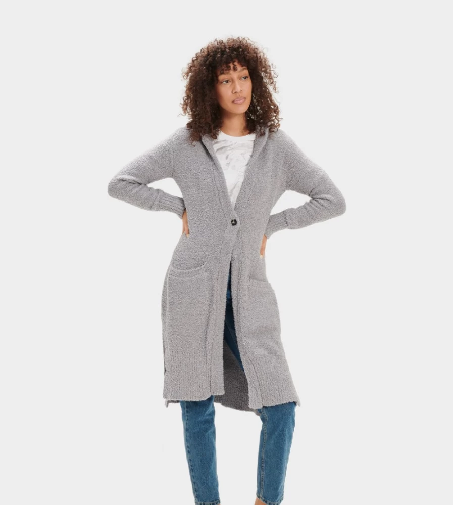 UGG Women's Grey Judith Knit Cardigan Sweater