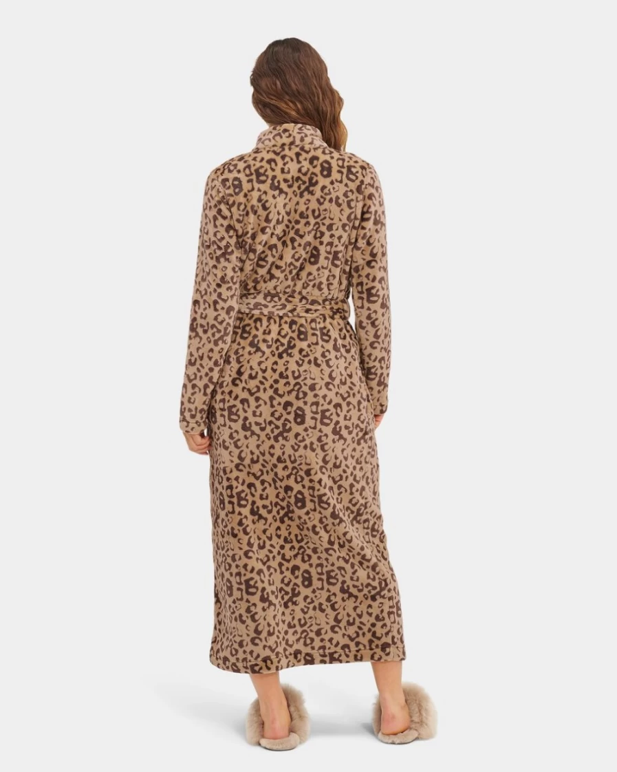 UGG Women's Marlow Robe in Live Oak Leopard Print - Cozy Plush Loungewear
