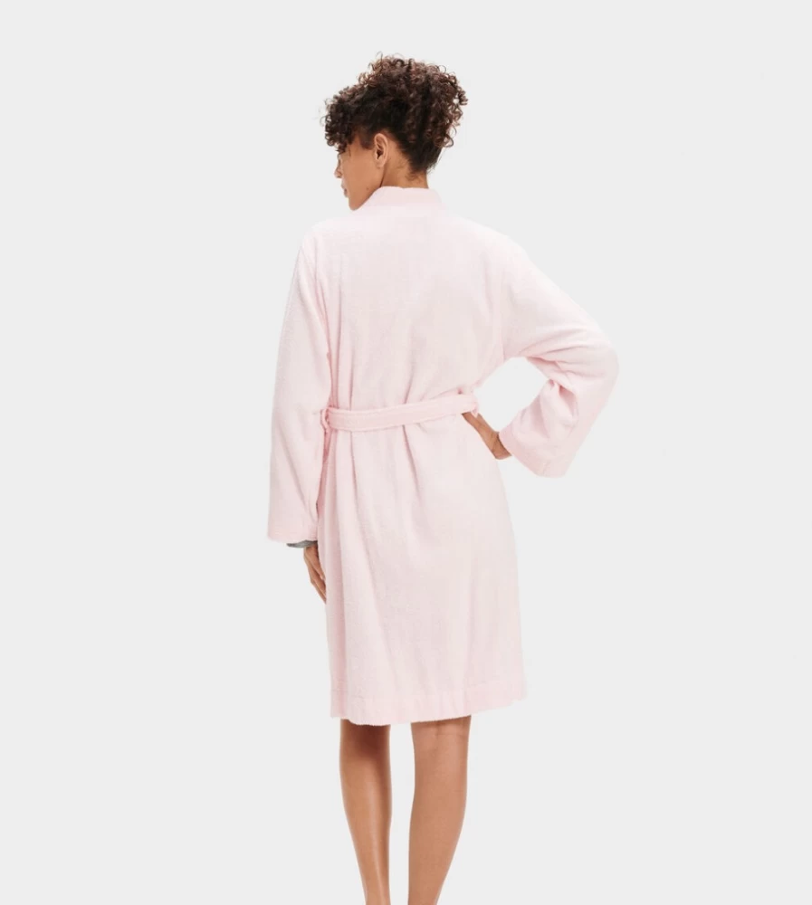 UGG Women's Seashell Pink Lorie Terry Robe - Plush Fleece Bathrobe