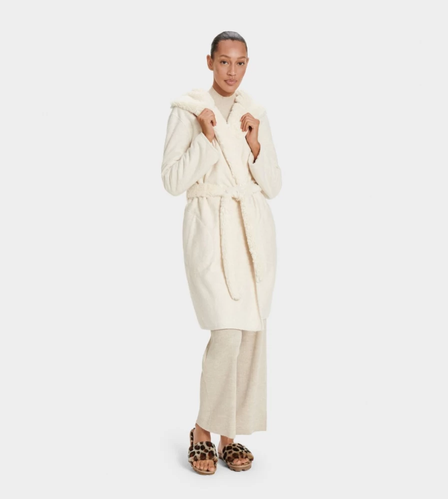 UGG Women's Portola Reversible Robe in Cream Heather - Cozy Two-Sided Loungewear