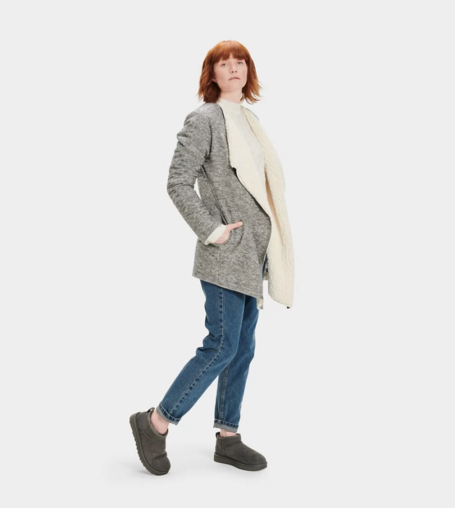 UGG Women's Grey Heather Abriana Shawl Cardigan Sweater