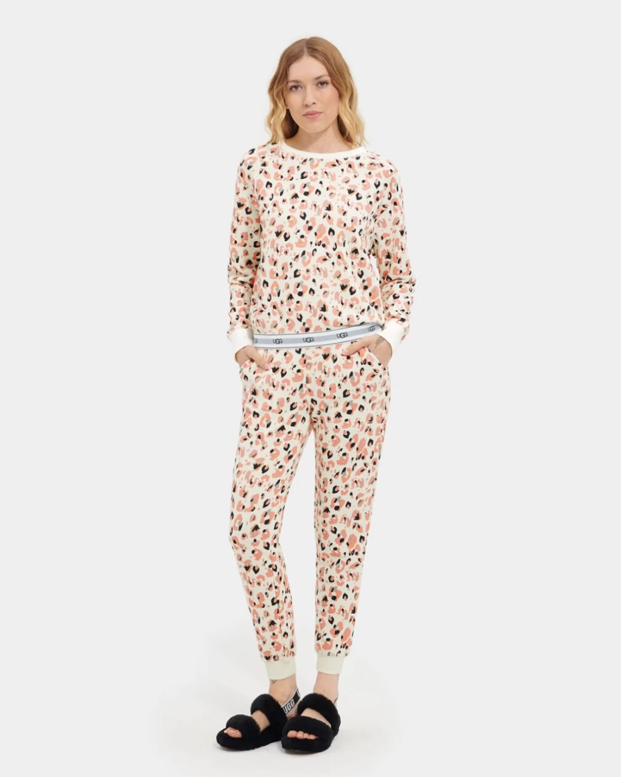 UGG Women's Nena Crewneck Sweater in Cream Painted Leopard Print