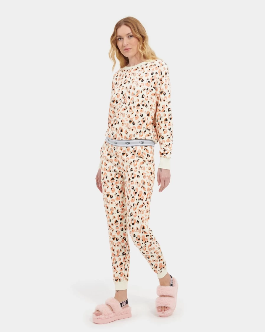 UGG Women's Cathy Joggers in Cream Painted Leopard Print - Comfortable Casual Pants