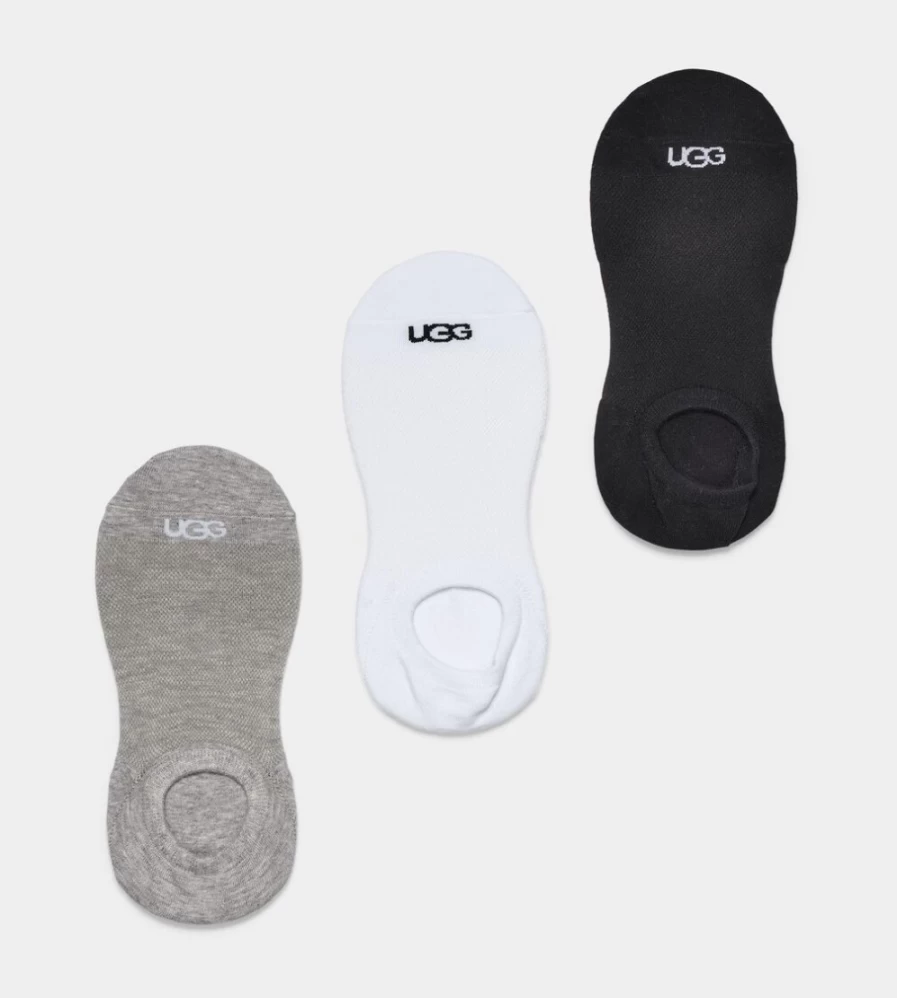 UGG Women's Stela No Show Socks 3-Pack - White, Grey, Black