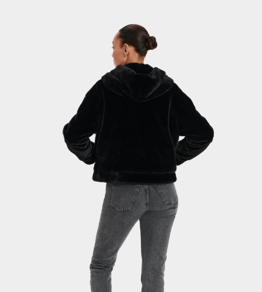 UGG Women's Black Mandy Faux Fur Jacket - Cozy Winter Outerwear