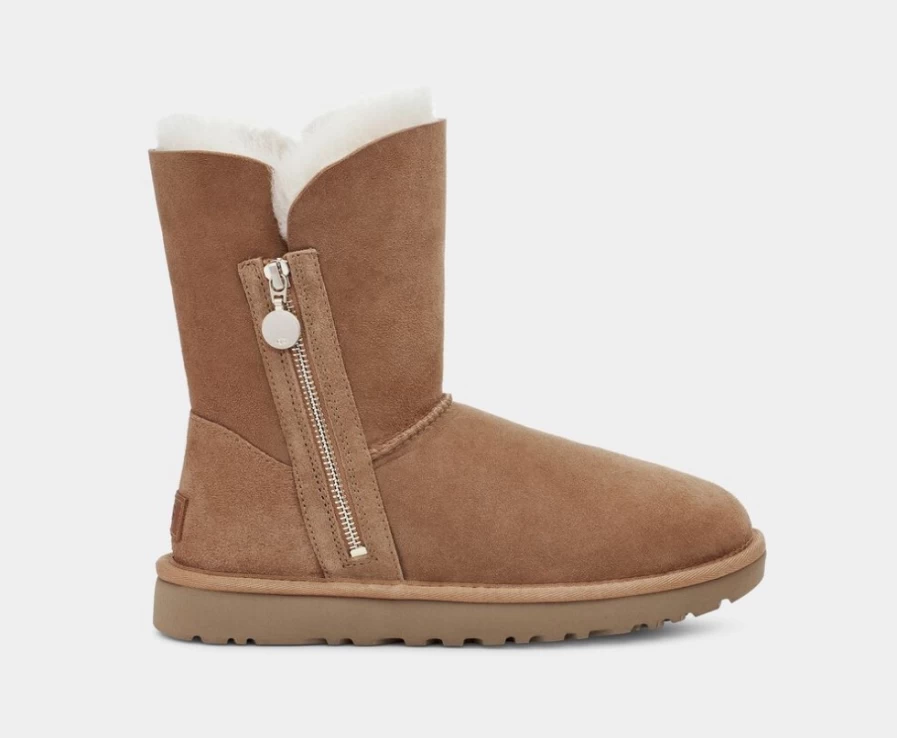 UGG Women's Bailey Zip Short Boots in Chestnut | Comfortable & Stylish Ankle Booties