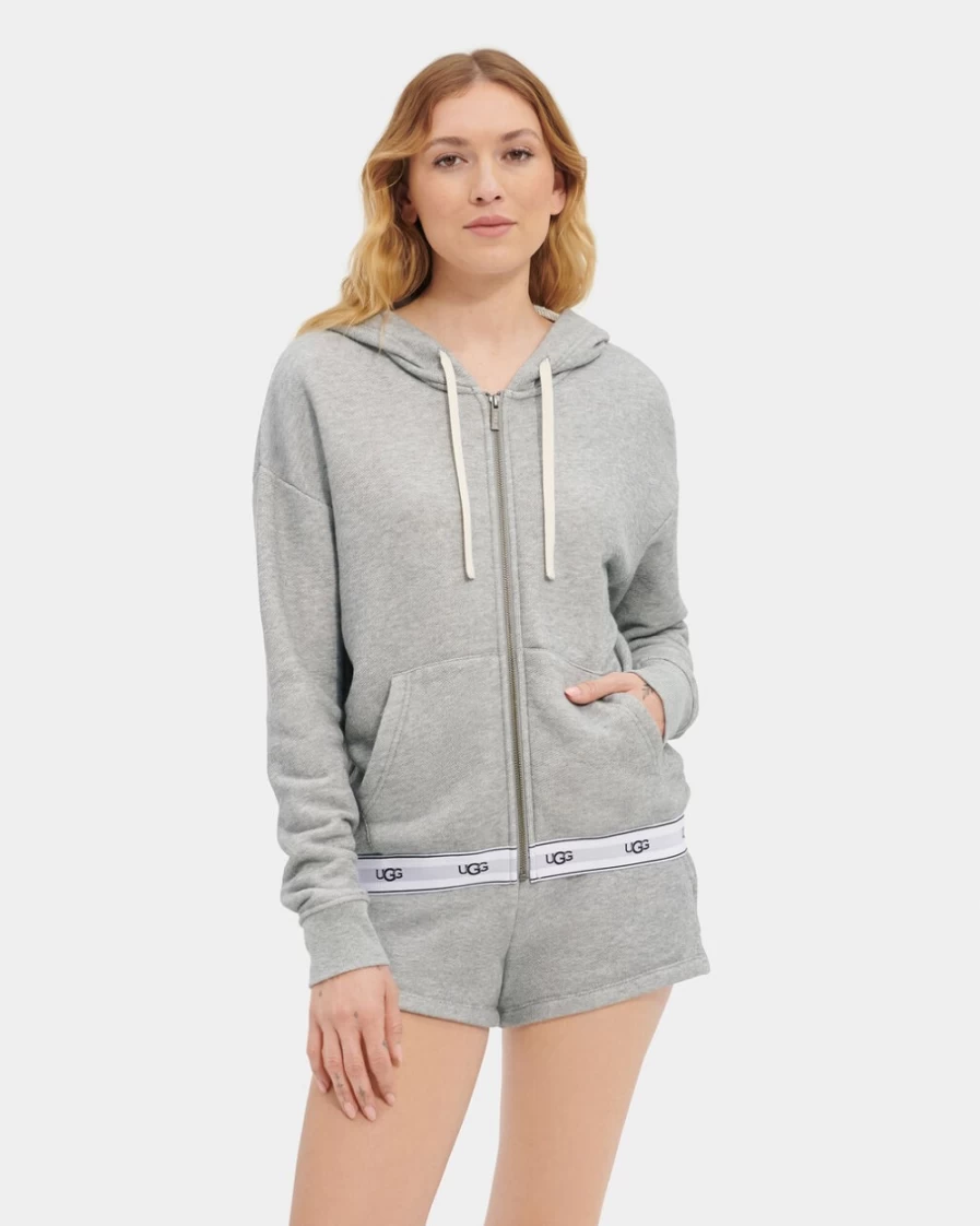 UGG Women's Grey Heather Sena Zip-Up Hoodie Sweatshirt