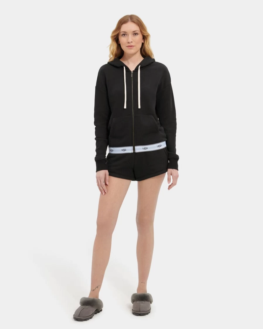 UGG Women's Black Sena Zip-Up Hoodie | Cozy Fleece Jacket