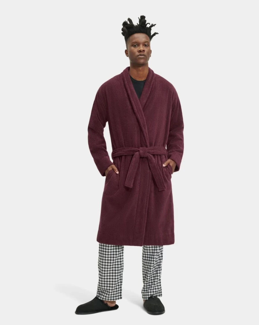 UGG Men's Turner Terry Robe in Fig Color - Plush Luxe Loungewear