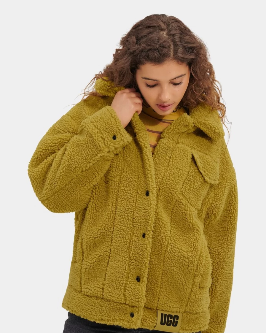 UGG Women's Sea Kelp Sherpa Trucker Jacket | Frankie Style Cozy Outerwear