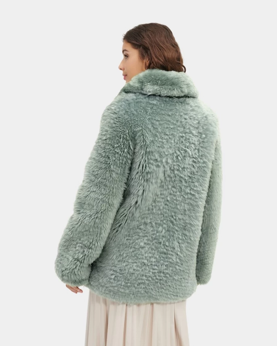 UGG Women's Lianna Short Shearling Coat in Chinois Green