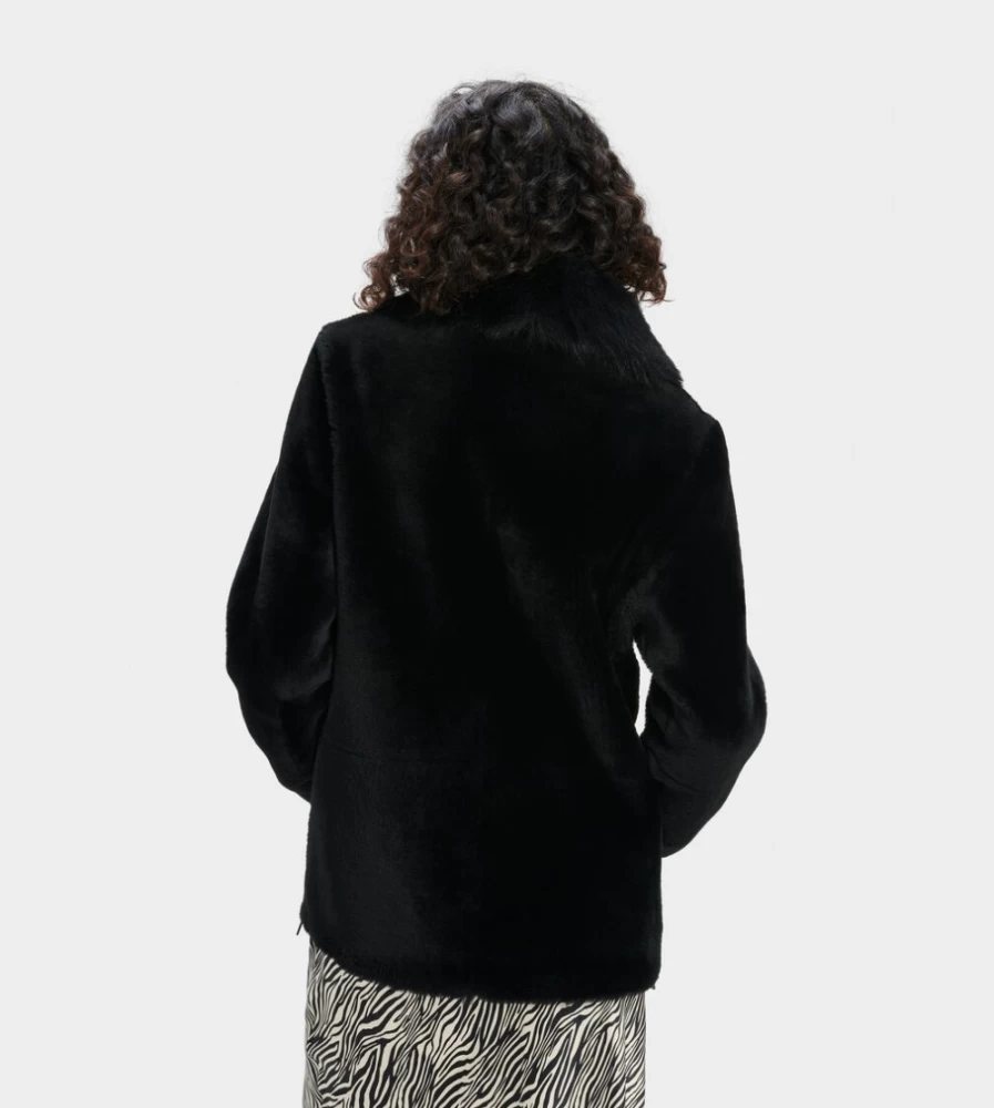 UGG Women's Black Nadine Short Shearling Jacket - Cozy Winter Outerwear