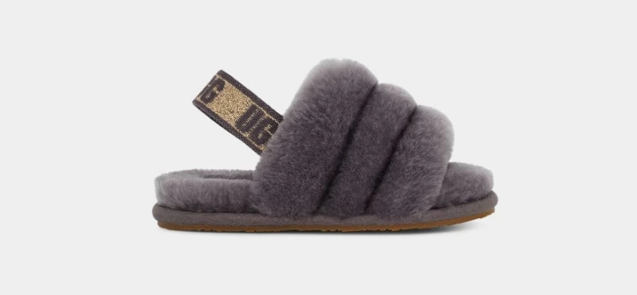 UGG Fluff Yeah Slide Glitter Sandals for Toddlers in Shade - Sparkly Kids Slippers