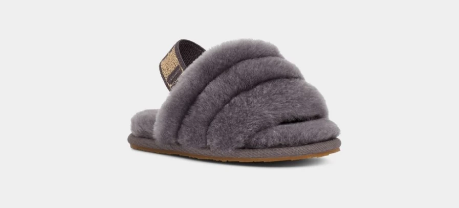 UGG Fluff Yeah Slide Glitter Sandals for Toddlers in Shade - Sparkly Kids Slippers
