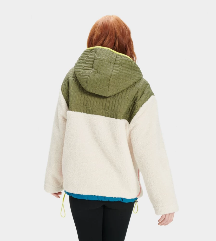 UGG Women's Iggy Sherpa Half Zip Pullover in Natural Multi - Cozy Fleece Jacket