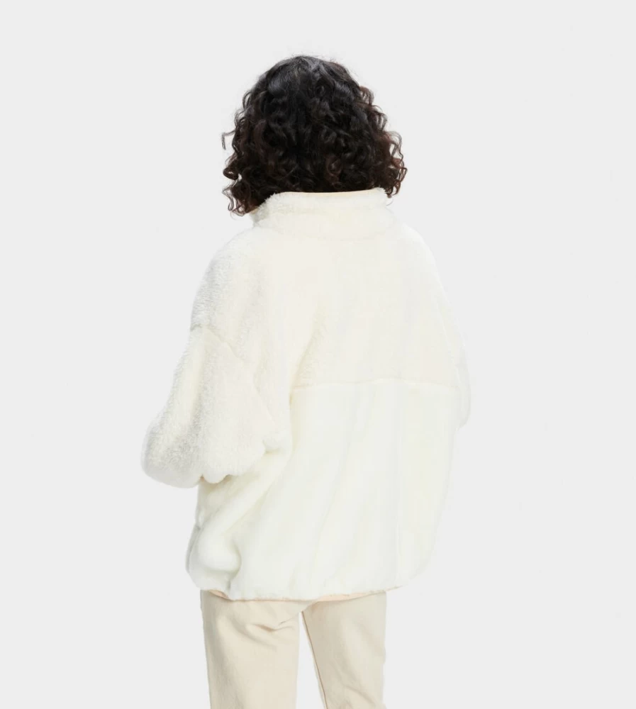 UGG Women's Marlene Cream Sherpa Jacket | Cozy Fleece Lined Winter Coat
