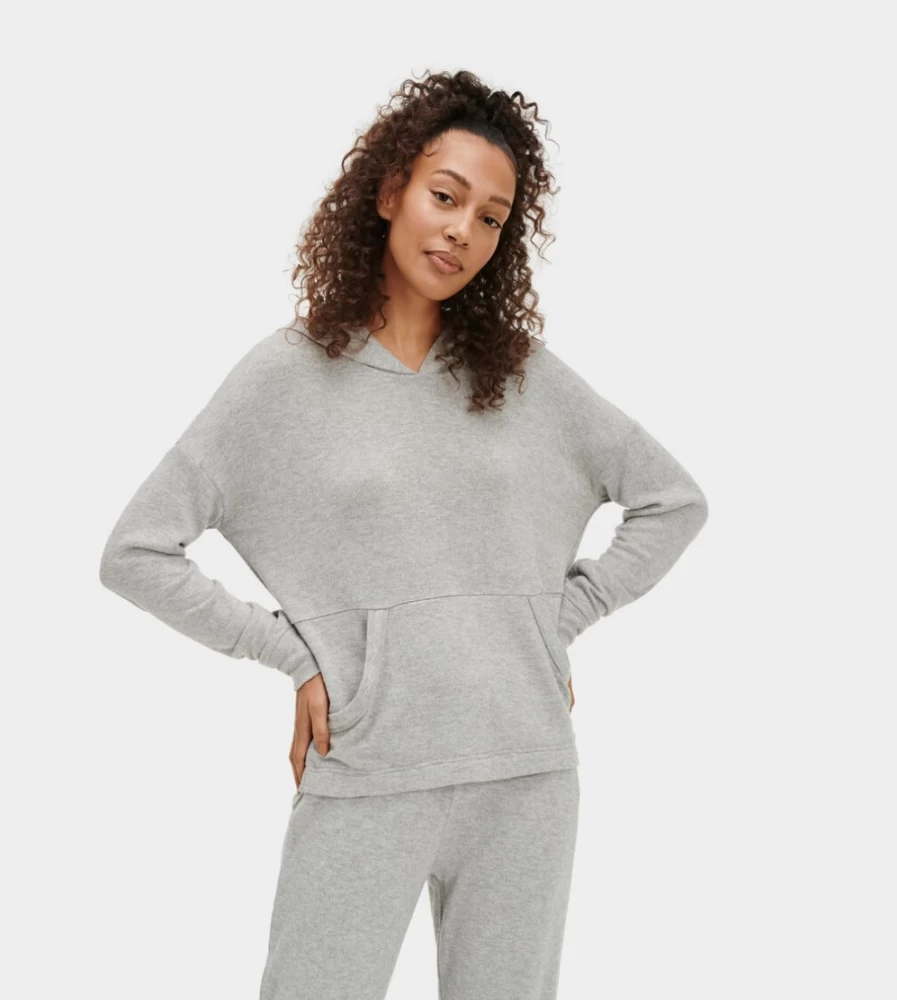 UGG Women's Elettra Hoodie in Grey Heather - Cozy Pullover Sweatshirt