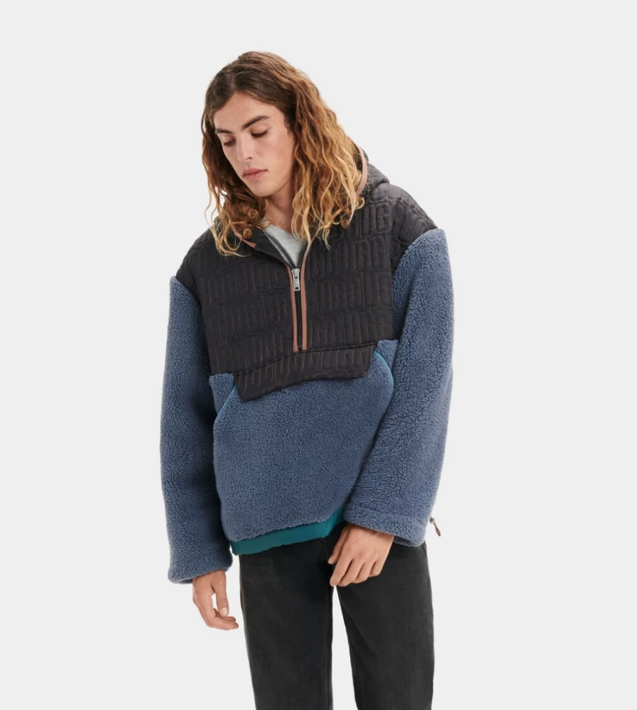 UGG Men's Iggy Sherpa Half Zip Pullover Sweatshirt in Cyclone Multi Color