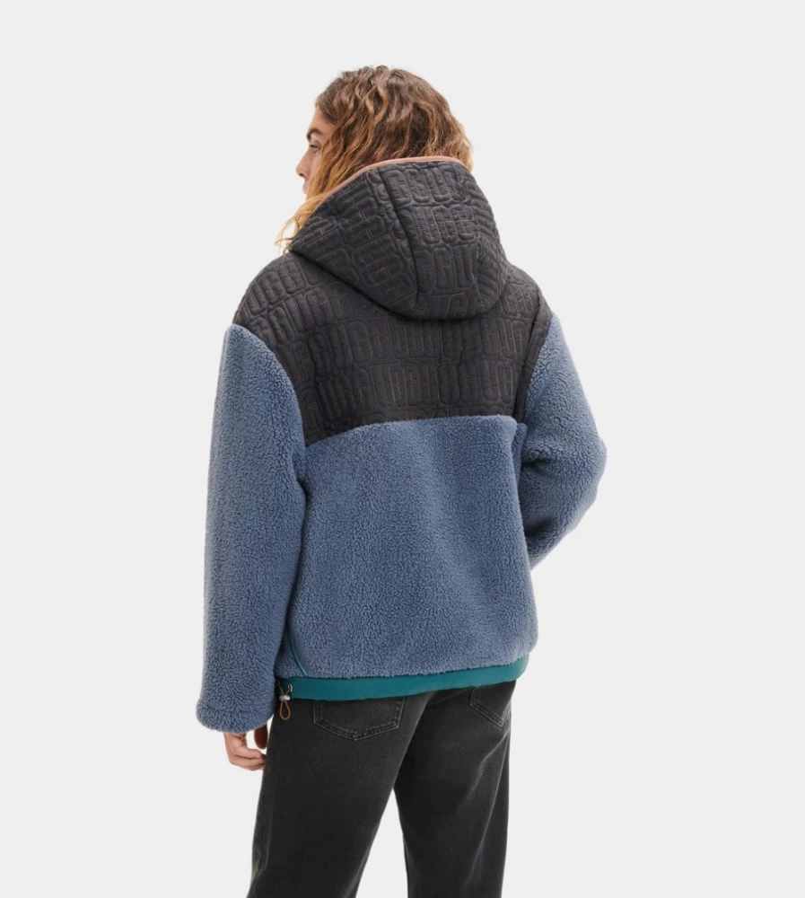 UGG Men's Iggy Sherpa Half Zip Pullover Sweatshirt in Cyclone Multi Color