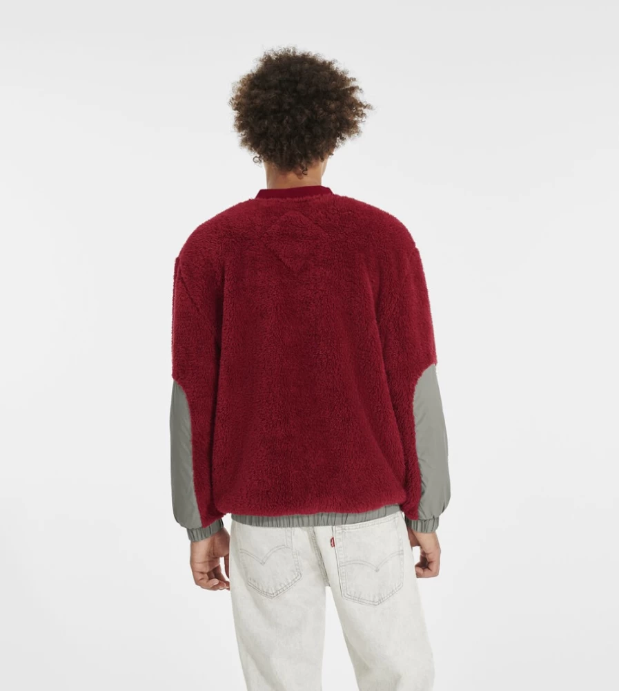 UGG Men's Niko Sherpa Fleece Crewneck Sweatshirt - Rich Red / Cobble
