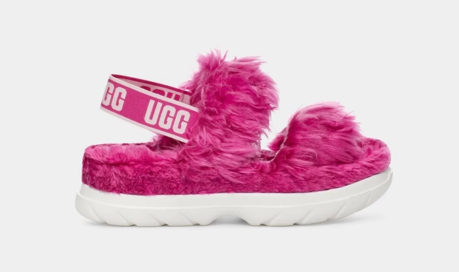 UGG Women's Fluff Sugar Sandal in Dragon Fruit - Cozy & Stylish Slide Sandals