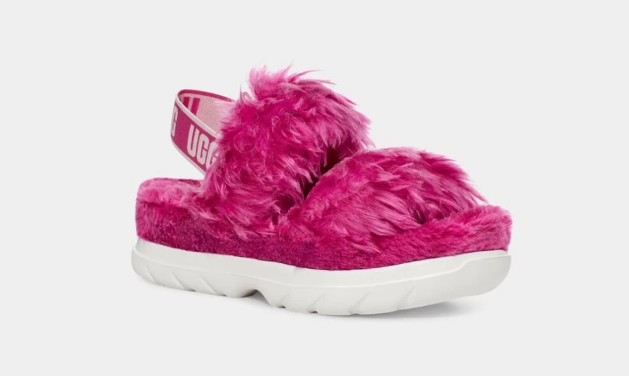UGG Women's Fluff Sugar Sandal in Dragon Fruit - Cozy & Stylish Slide Sandals
