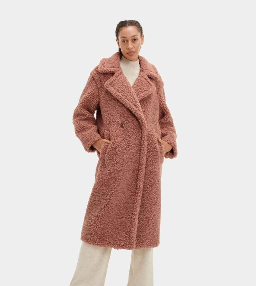 UGG Women's Firewood Long Teddy Coat by Gertrude – Cozy Winter Outerwear