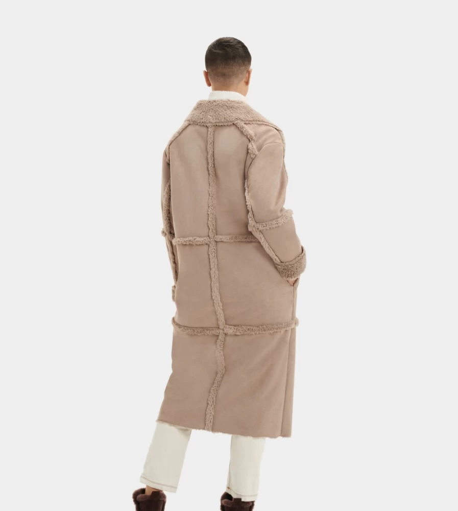 UGG Women's Wolf Grey Long Faux Fur Twinface Coat