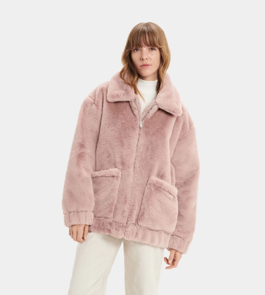 UGG Women's Fawn Kianna Faux Fur Jacket - Cozy Winter Outerwear