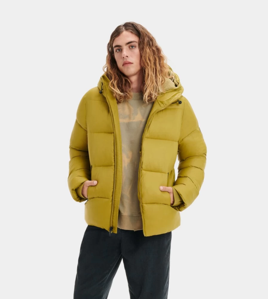 UGG Men's Brayden Puffer Jacket in Bamboo Green - Lightweight Waterproof Winter Coat