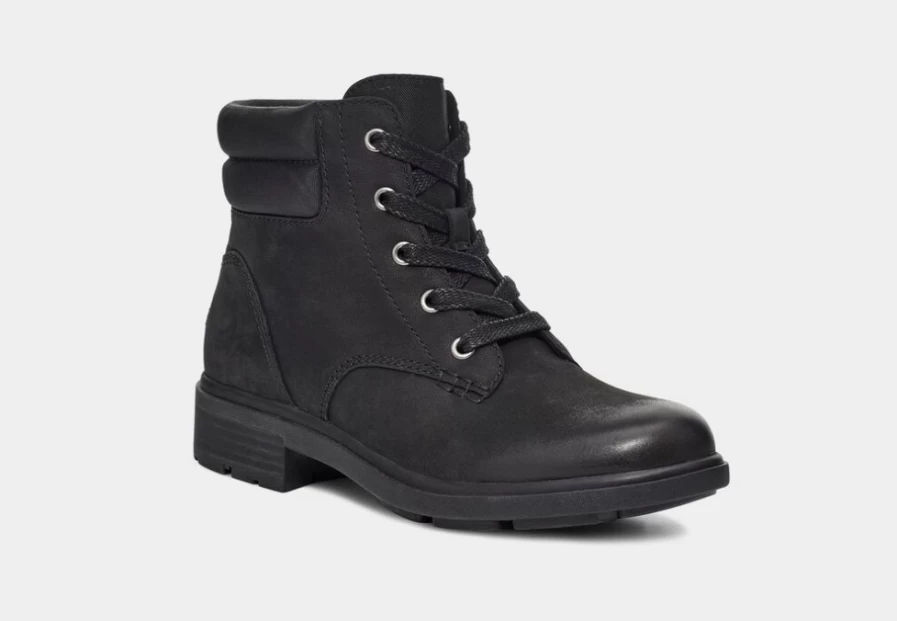 UGG Women's Harrison Lace Boots in Black Leather - Stylish & Comfortable Footwear