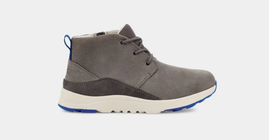 UGG Kids Canoe III Weather Boots in Charcoal & Classic Blue Leather
