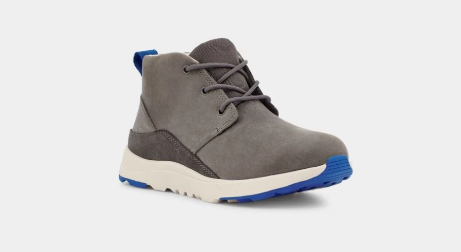 UGG Kids Canoe III Weather Boots in Charcoal & Classic Blue Leather