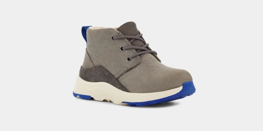 UGG Toddlers Canoe III Weather Boots - Charcoal & Classic Blue Leather Waterproof Winter Shoes