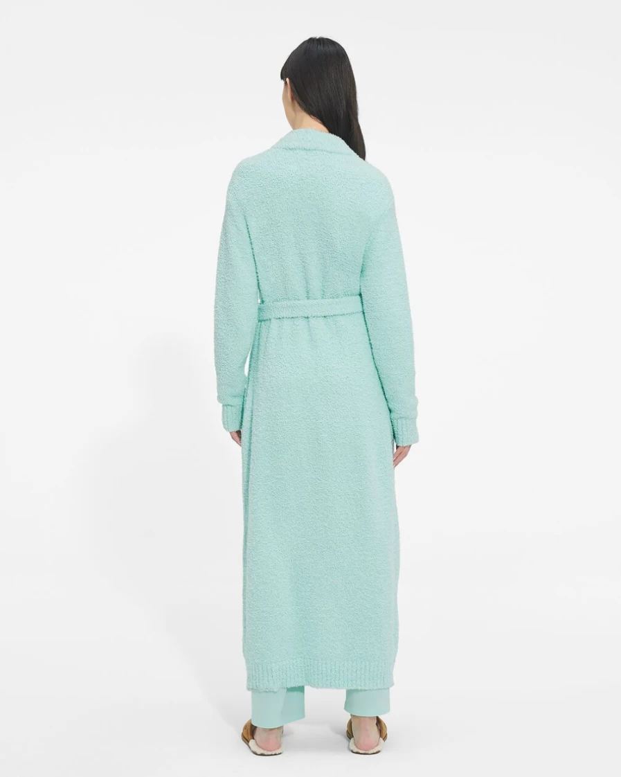 UGG Women's Sky Blue Lenny Knit Robe - Cozy Cable Knit Cardigan Sweater