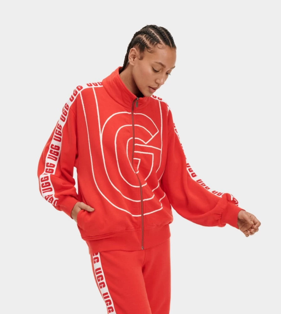 UGG Women's Aura Red Reverie Track Jacket | Lightweight Running Jacket