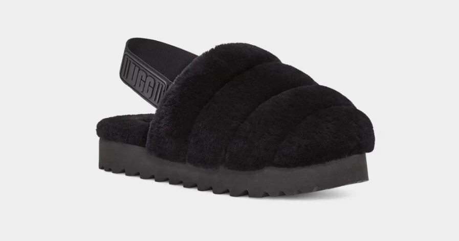 UGG Women's Black Super Fluff Slippers - Cozy & Plush House Shoes