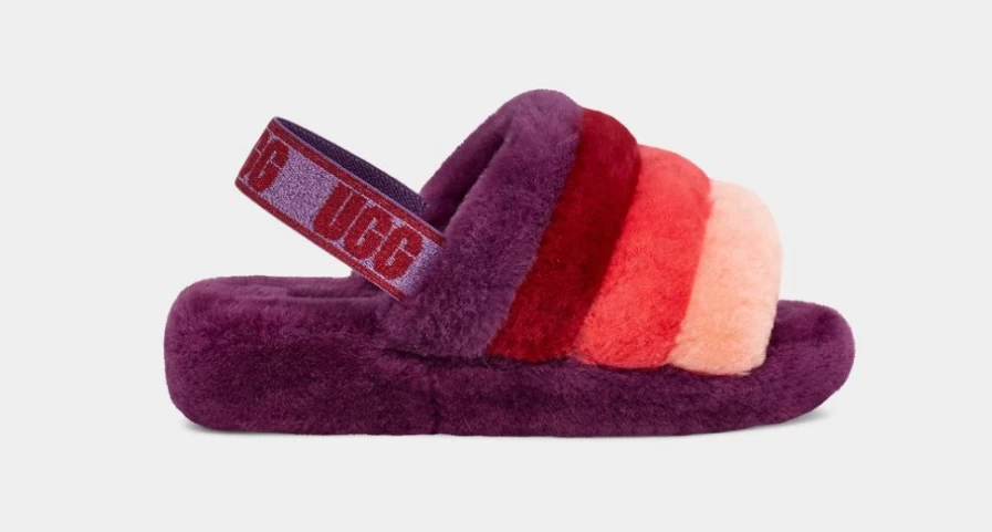 UGG Women's Fluff Yeah Slide Ombre Sandals in Sweet Plum Multi Color
