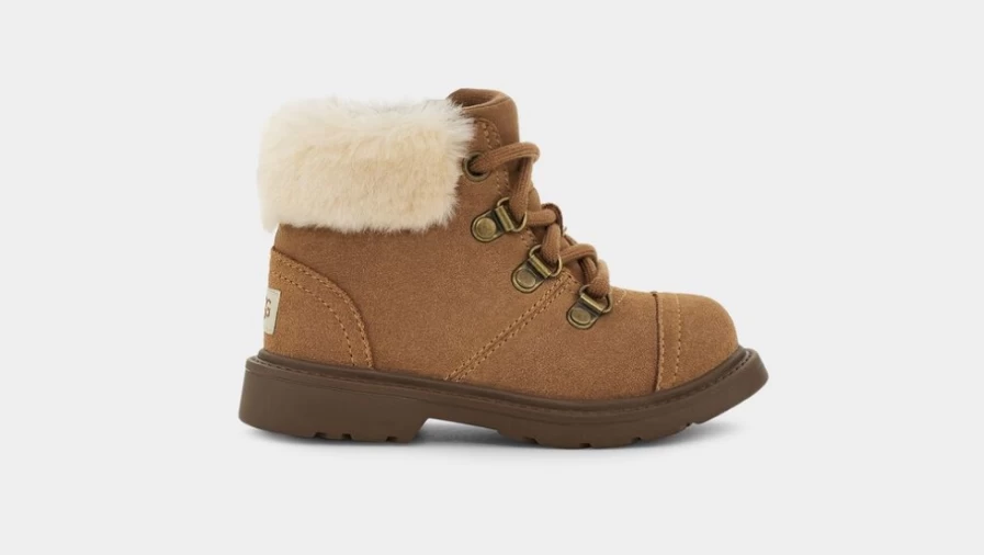 UGG Azell Hiker Weather Boots for Toddlers in Chestnut Suede - Waterproof & Comfortable