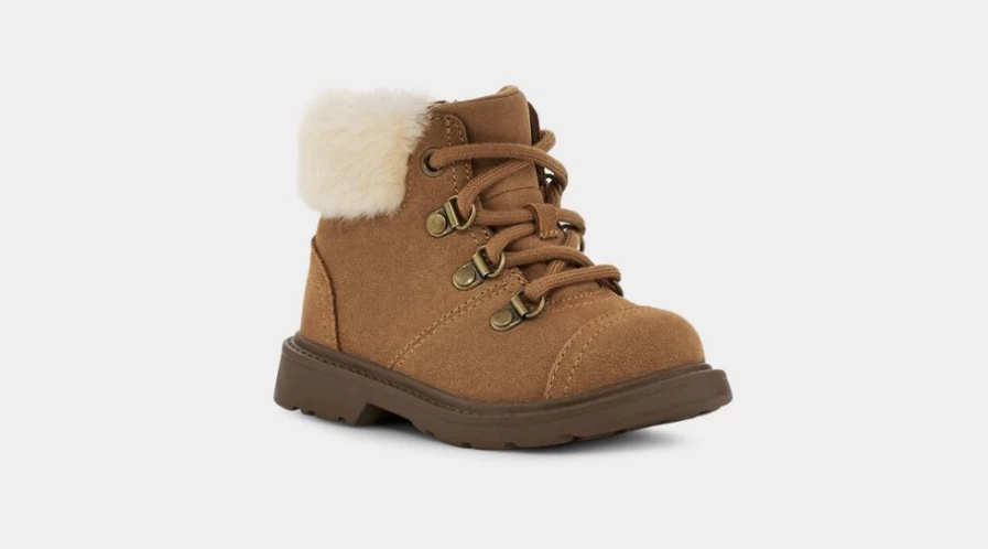 UGG Azell Hiker Weather Boots for Toddlers in Chestnut Suede - Waterproof & Comfortable