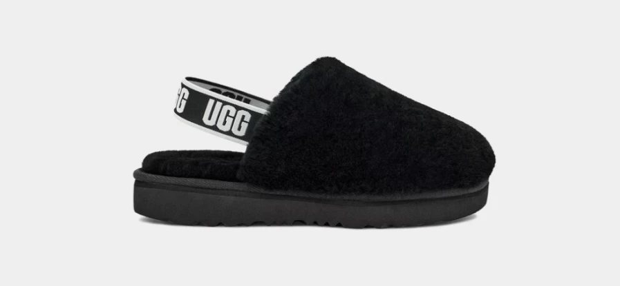 UGG Kids Fluff Yeah Clog Sandals - Black Comfortable Slide Shoes for Children