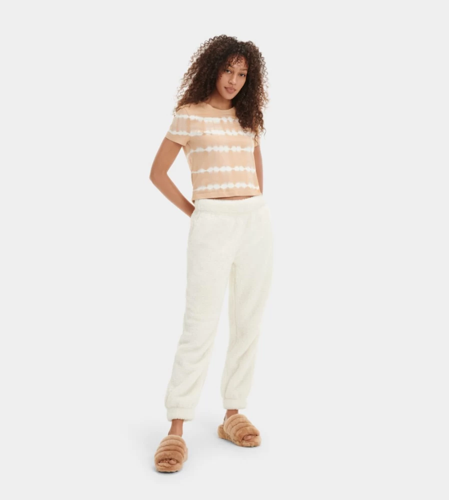 UGG Women's Niko Sherpa Jogger Pants in Natural - Cozy Fleece Lined Casual Lounge Wear