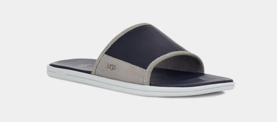 UGG Men's Seaside Slide Sandals in Dark Sapphire/Seal - Comfortable Beach Footwear