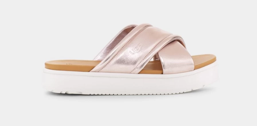 UGG Women's Zayne Crossband Sandals in Rose Gold Metallic